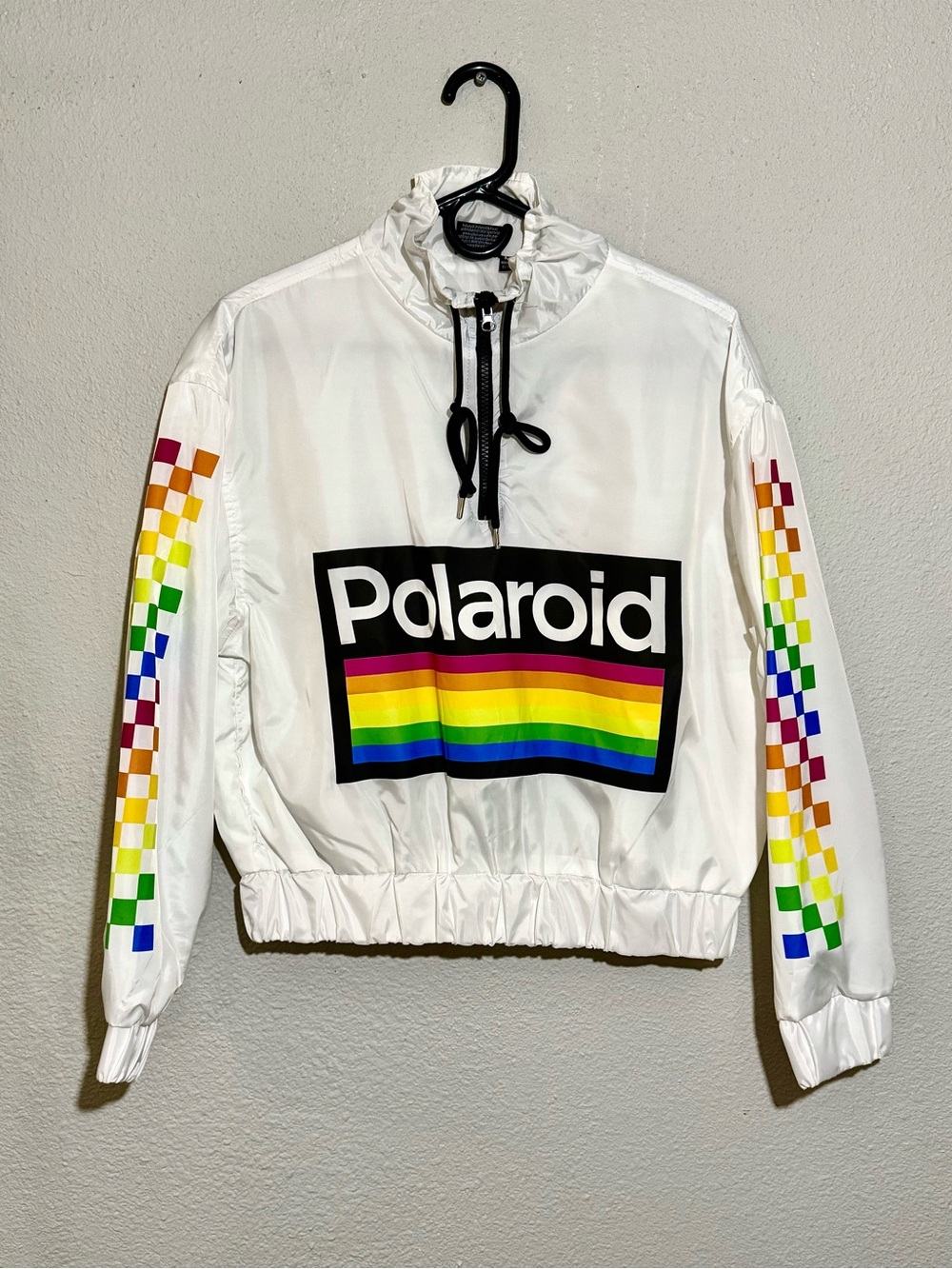 Polaroid Women’s' White Rainbow Logo Windbreaker Jacket